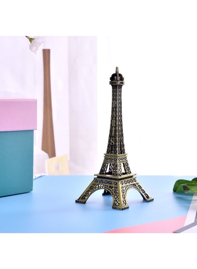 ESHATO Bronze Metal Eiffel Tower Statue, 7inch Decorative Figurine Replica Stand Holder for Cake Topper Table Decor Gift Party Home Decoration - Image 3